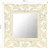  Ručno izrezbareno ogledalo bijelo 50 x 50 cm masivno drvo manga | shoptok.hr