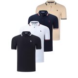Dewberry QUAD SET T8594 MENS T-SHIRT-BLACK-WHITE-NAVY-BLUE-BEIGE Cijene