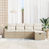 vidaXL set od 5 dijelova vrtnog kauča s jastučićima bež poli ratan | shoptok.hr
