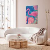  Plakat - Pink Flamingo - abstract flamingo against a background of palm trees and ice cubes 40x60 Bez okvira | shoptok.hr