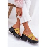 Boto Ladies Platform Slippers With A Chunky Heel Yellow Rizana | Shoptok.si