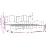 Metalni okvir kreveta uzglavlje i podnožje bijeli 200 x 200 cm | shoptok.hr