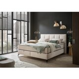 MID.YOU POSTELJA Z VZMETNICO 180 cm x 200 cm , tekstil, leseni material krem barve | Shoptok.si