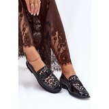 VINCEZA Leather Patent Moccasins With Mesh Black 31931 | Shoptok.si