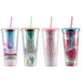  Style Trend, čaša sa cevčicom, plastična, metalik, 710ml, miks ( 705503 ) | ePonuda.com