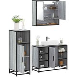  3-dijelni set kupaonskog namještaja siva boja hrasta drveni | shoptok.hr