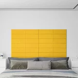  Stenski paneli 12 kosov rumeni 90x15 cm žamet 1,62 m²