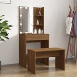 The Living Store Komplet toaletnih mizic z LED lučkami rjavi hrast konstr. les - Komplet LED Toaletnih Mizic, (21663715) | Shoptok.si