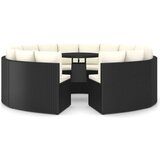 Poli 9-dijelni set vrtnih sofa od poliratana s jastucima crni | shoptok.hr