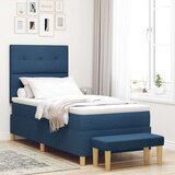  Box Spring Postelja z Blazino in Klopjo Modra 90x190 cm Tkanina, (22049546) Cene