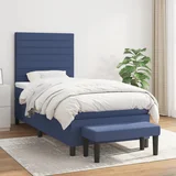 vidaXL Box spring postelja z vzmetnico moder 90x200 cm blago
