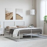  Metalni okvir kreveta uzglavlje i podnožje bijeli 150 x 200 cm | shoptok.hr