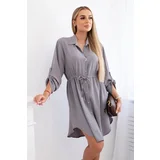 Kesi Women's dress with buttons and waist ties - grey