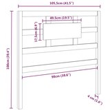  Uzglavlje za krevet sivi 105,5 x 4 x 100 cm od masivne borovine | shoptok.hr