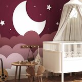  Foto tapeta - Moon dream - clouds in a maroon sky with stars for children 400x280 Vodootporna | shoptok.hr