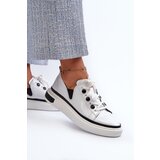 S. BARSKI White Leather Women's Lacquered Sneakers D&A LR535 | Shoptok.si