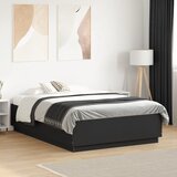Furnova Posteljni okvir z LED lučkami črn 140x190 cm inženirski les, (21938900) Cene