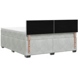 Krevet s box springom madracem i LED-om Svjetlosiva Baršun - Svjetlosiva 180 x 200 cm Prošiveno gumbima | shoptok.hr
