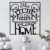 Wallity Zidna dekoracija The Kitchen Is The Heart Of The Home, 56x53cm, Crna Cene