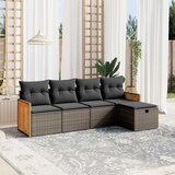 Maison Chic Seti vrtnega pohištva - Vrtna garnitura - Vrtni pohištvo set 5-delna z blazinami siv poli ratan, (21813769) | Shoptok.si