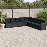  9-dijelni set vrtnih sofa s jastucima crni od poliratana | shoptok.hr
