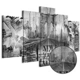  Slika - New York City Collage (5 Parts) Wide Black and White 200x100 Premium Print | shoptok.hr