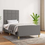  Posteljni okvir z vzglavjem temno siv 100x200 cm blago, (20788040) Cene