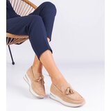 Gemre Beige women's platform loafers with embellishment Selerina | Shoptok.si