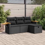 Maison Chic Seti vrtnega pohištva - Vrtna garnitura - Vrtni pohištvo set 4-delna z blazinami črna poli ratan, (21817043) | Shoptok.si