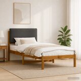  Krevetni okvir s tapiciranim uzglavljem Prirodna i tamnosiva - Prirodna i tamnosiva 75 x 190 cm | shoptok.hr