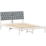 vidaXL krevetni okvir s tapiciranim uzglavljem bijelo 150 x 200 cm | shoptok.hr