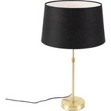 QAZQA Namizna svetilka zlata / medenina s črnim platnenim senčilom 35 cm - Parte Cene