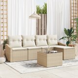 vidaXL 6-delni vrtni jedilni set s blazinami rjav poli ratan | Shoptok.si