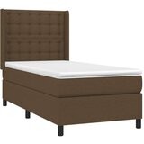  Box spring postelja z vzmetnico LED temno rjava 90x200 cm blago, (20937104) | Shoptok.si