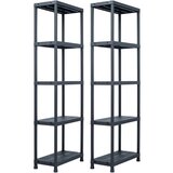 vidaXL stojala s policami 2 kosa plastika 125 kg 60x30x180 cm črna | Shoptok.si