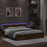 vidaXL Okvir za krevet s uzglavljem i LED boja hrasta 200x200 cm