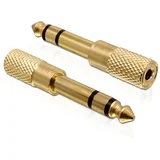 65361 65361 utičnica audio adapter [1x 6,3 mm banana utikač - 1x priključna doza za 3,5 mm banana utikač] zlatna