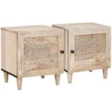 vidaXL Noćni ormarić 2 pcs Bež 40 x 33 x 46 cm masivno drvo manga Cijene