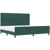 vidaXL Postelja Temno Zeleno 200x200 cm Žamet, (22049810) | Shoptok.si