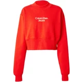 Calvin Klein Jeans Sweater majica 'INSTITUTIONAL' jarko crvena / bijela