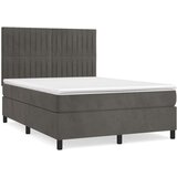  Box spring postelja z vzmetnico temno siva 140x200 cm žamet, (20900206) | Shoptok.si
