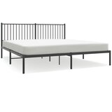 Maison Chic Kovinski Posteljni okvir - Dvoposteljna postelja - Zakonska postelja z vzglavjem črn 180x200 cm, (21693326) Cene