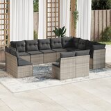 vidaXL 12-dijelni set vrtnih sofa od poliratana s jastucima sivi Cijene