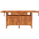  Radni stol s ladicama i škripcima 192x62x83 cm od drva bagrema | shoptok.hr