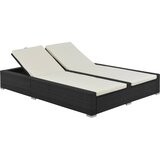 Maison Chic Dvojni Ležalnik - Sončna ležalnik iz poli ratana črne barve, (22042917) | Shoptok.si
