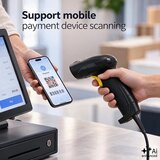 Qoltec 52753 – Brezžični bralnik črtnih kod 1D/2D in QR kod s postajo za polnjenje, USB, Bluetooth | Shoptok.si