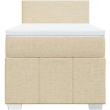 vidaXL Box spring postelja z vzmetnico krem 90x200 cm blago | Shoptok.si