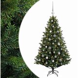  Umjetno božićno drvce s kuglicama 120 cm 150 LED lampica - Zelena 120 cm s LED-ima i srebrnim lopticama | shoptok.hr