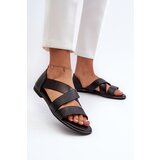EVENTO PE1 Black Leather Sandals with Drawstring Apulia | shoptok.hr