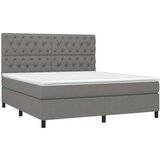  Box spring postelja z vzmetnico temno siva 160x200 cm blago, (20789906) | Shoptok.si